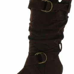 Forever Link Pauline38 Brown Dual Buckle Knee High Kids Boot What's New