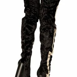 CAPE ROBBIN Paw43 Black Thigh High Lightening Bolt High Heel Boot