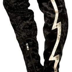 CAPE ROBBIN Paw43 Black Thigh High Lightening Bolt High Heel Boot