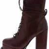 In Touch Boots Emily175 Burgundy Lace Up Studded Platform Boot