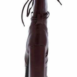 In Touch Boots Emily175 Burgundy Lace Up Studded Platform Boot