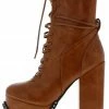 In Touch Emily175 Tan Lace Up Studded Platform Boot Boots