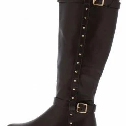 JP Pilot54s Brown Dual Buckle Studded Knee High Boot Boots