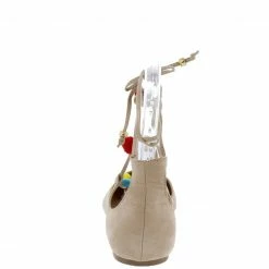 Legend Pippa128b Natural Venus Colorful Pom Pom Almond Toe Flat