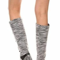 QUPID Boots Pippa23 Black White Lace Up Knee High Sneaker Boot