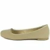 Bamboo Qabil01 Nude Sqaure Toe Slide On Flat Shoes