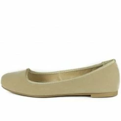 Bamboo Qabil01 Nude Sqaure Toe Slide On Flat Shoes