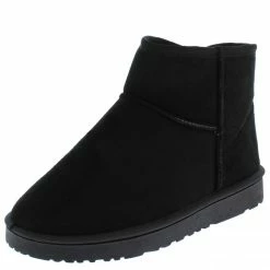 SUP R001011 Black Sherpa Lug Sole Pull On Ankle Boot Boots