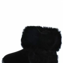 SUP What's New R001070KM Black Faux Fur Lug Sole Kids Ankle Boot