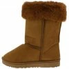 SUP Boots R001220 Camel Faux Fur Pull On Lug Sole Boot