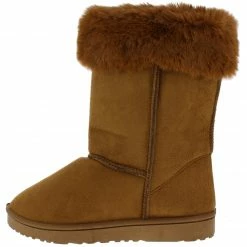 SUP Boots R001220 Camel Faux Fur Pull On Lug Sole Boot