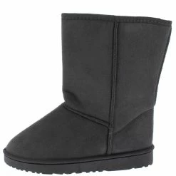 SUP R001221 Dark Grey Pull On Faux Fur Lug Sole Boot