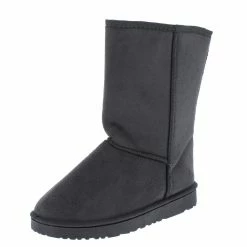 SUP R001221 Dark Grey Pull On Faux Fur Lug Sole Boot