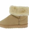 SUP R0012 Beige Faux Fur Fold Over Lug Sole Boot