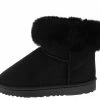 SUP R0012 Black Faux Fur Fold Over Lug Sole Boot
