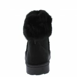 SUP R0012 Black Faux Fur Fold Over Lug Sole Boot