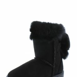 SUP Little Princess R0110km Black Faux Fur Back Bow Kids Boot