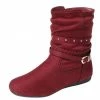 Forever Link Rachel18 Burgundy Studded Strap Buckle Pull On Boot Boots