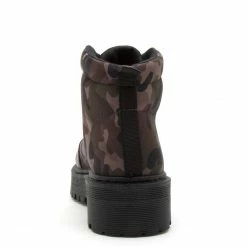 QUPID Raffi04ax Khaki Camouflage Lycra Lace Up Lug Sole Hiking Boot What's New