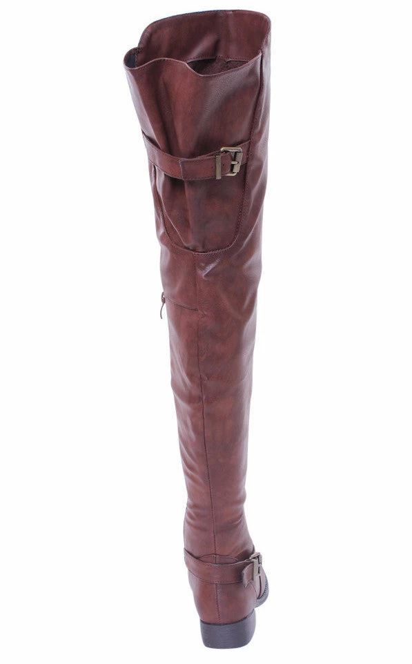 Blossom Renee13 Brown Pu Thigh High Riding Boot 6 Blossom Renee13 Brown Pu Thigh High Riding Boot
