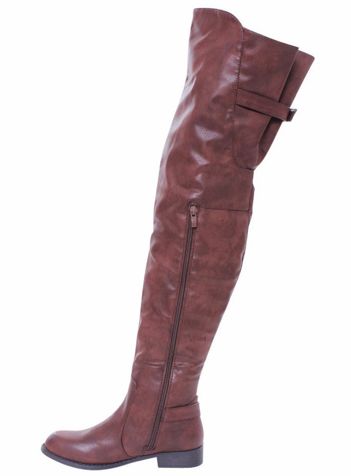Blossom Renee13 Brown Pu Thigh High Riding Boot 5 Blossom Renee13 Brown Pu Thigh High Riding Boot