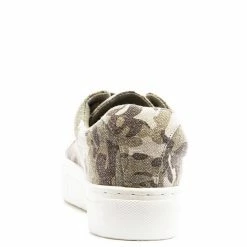 QUPID Royal09a Khaki Camouflage Fabric Women's Flat