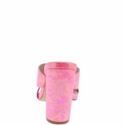 ELEGANCE React1 Neon Pink Dual Strap Open Toe Tall Block Heel Shoes