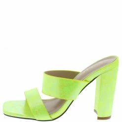 ELEGANCE React1 Neon Yellow Dual Strap Open Toe Tall Block Heel What's New