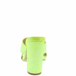 ELEGANCE React1 Neon Yellow Dual Strap Open Toe Tall Block Heel What's New