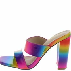 ELEGANCE What's New React1 Rainbow Dual Strap Open Toe Tall Block Heel
