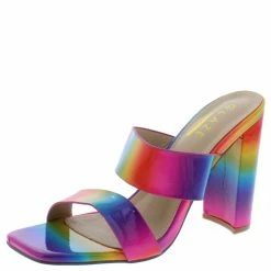 ELEGANCE What's New React1 Rainbow Dual Strap Open Toe Tall Block Heel