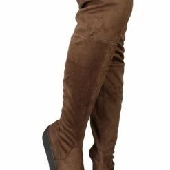 Forever Link Regan45 Taupe Fitted Over The Knee Sneaker Boot