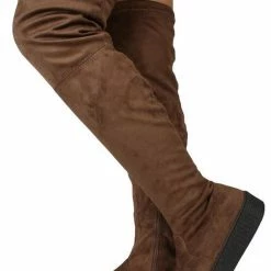 Forever Link Regan45 Taupe Fitted Over The Knee Sneaker Boot