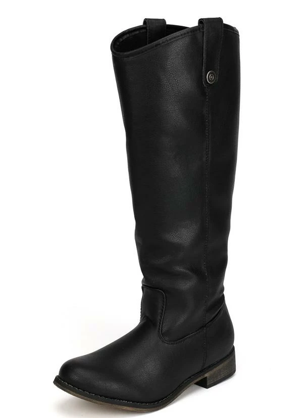 OPPO Rider18 Black Knee High Pull Tabs Almond Toe Boot 4 OPPO Rider18 Black Knee High Pull Tabs Almond Toe Boot
