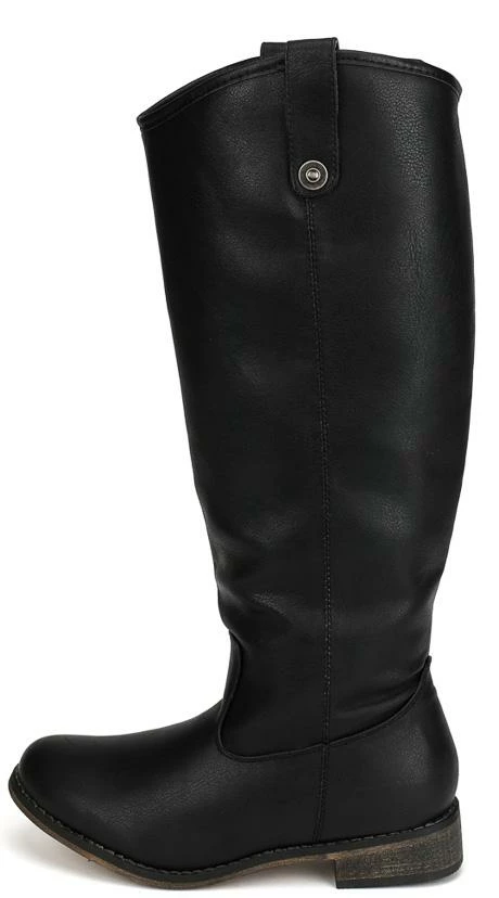 OPPO Rider18 Black Knee High Pull Tabs Almond Toe Boot 3 OPPO Rider18 Black Knee High Pull Tabs Almond Toe Boot