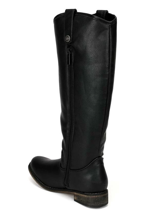 OPPO Rider18 Black Knee High Pull Tabs Almond Toe Boot 6 OPPO Rider18 Black Knee High Pull Tabs Almond Toe Boot