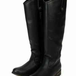 OPPO Rider18 Black Knee High Pull Tabs Almond Toe Boot 8 OPPO Rider18 Black Knee High Pull Tabs Almond Toe Boot