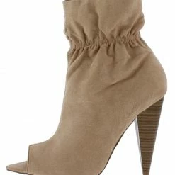Shoe Republica Boots Romo Taupe Pointed Peep Toe Tapered Heel Ankle Boot