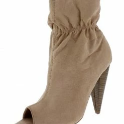 Shoe Republica Boots Romo Taupe Pointed Peep Toe Tapered Heel Ankle Boot