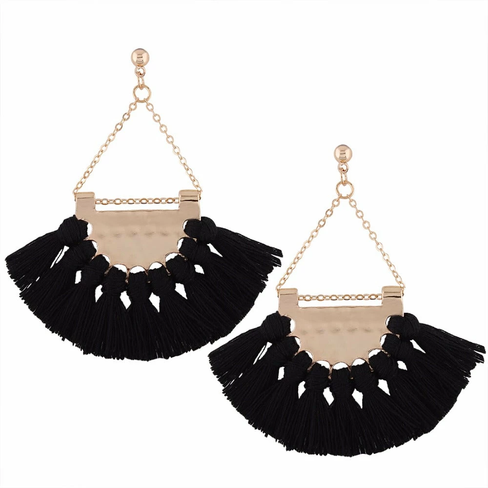 WFS Rope Tassel Black Earrings What's New 3 WFS Rope Tassel Black Earrings What's New