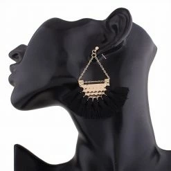 WFS Rope Tassel Black Earrings What's New