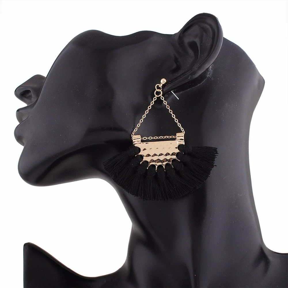 WFS Rope Tassel Black Earrings What's New 4 WFS Rope Tassel Black Earrings What's New