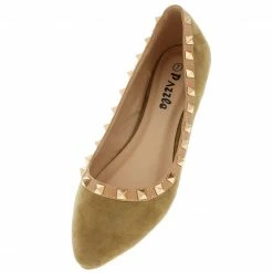 SPRINGLAND Shoes Roxana Nude Studded Pointed Toe Ballet Flat