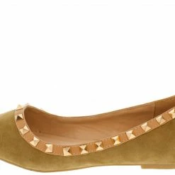SPRINGLAND Shoes Roxana Nude Studded Pointed Toe Ballet Flat