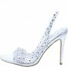 OIL J What's New Royalty Silver Pu Jeweled Clear Lucite Slingback Stiletto Heel