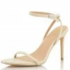 OIL J Sabrina Ivory Pu Open Toe Ankle Strap Stiletto Heel What's New