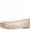 Summer Rio Shoes Ella010 Blush Rhinestone Pearl Round Toe Mesh Ballet Flat