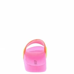 SUP Shine05a Fuchsia Rhinestone Open Toe Flat Slide Sandal Shoes