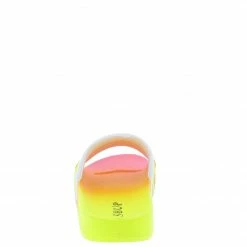 SUP Shine05a White Rhinestone Open Toe Flat Slide Sandal