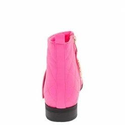 Red Kiss Simply Goddess Pink Quilted Gold Toe Flat Shoes